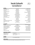 Sarah Schoofs Film&nbsp;Resume